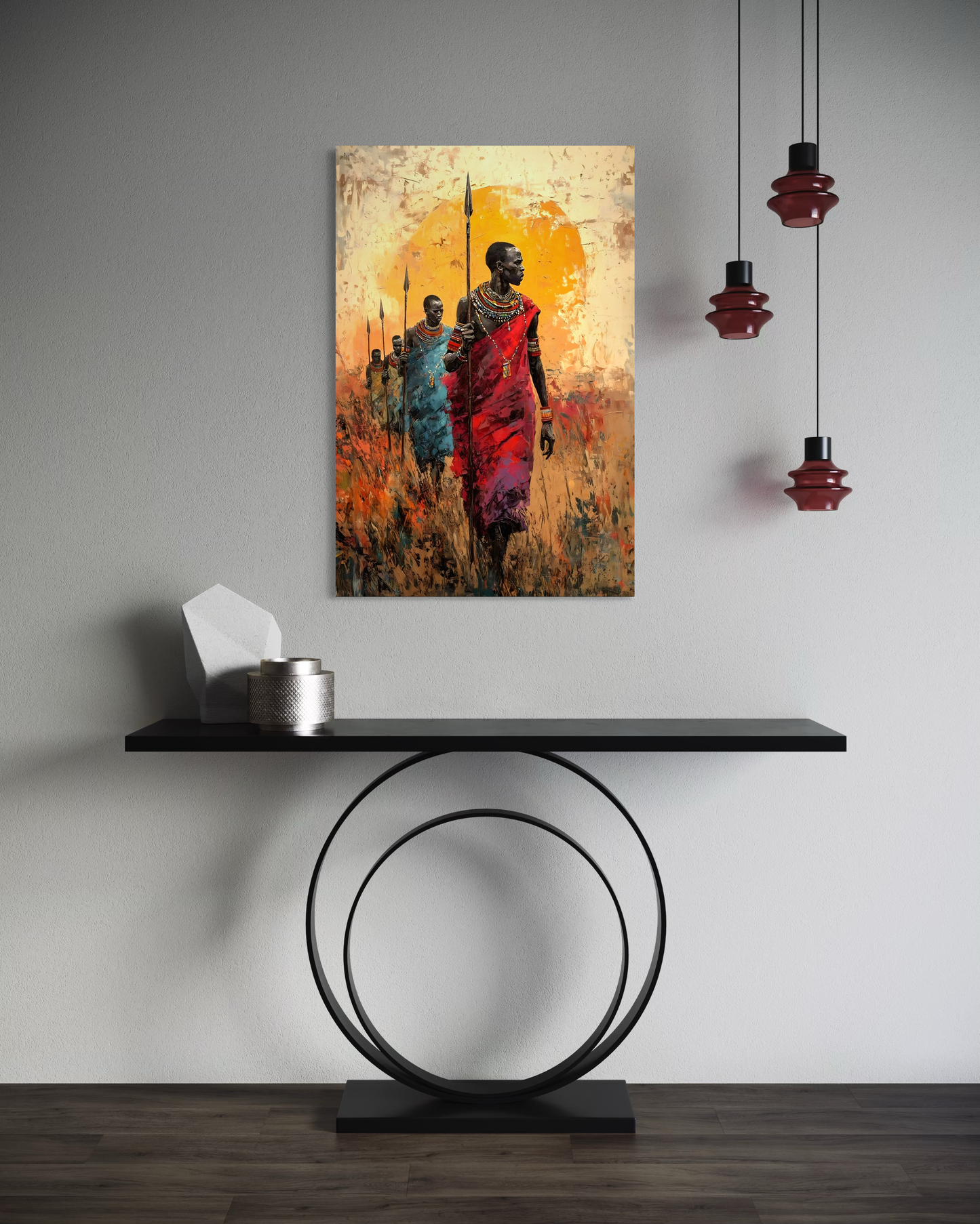 Maasai Warriors at Golden Dusk – African Tribal Wall Art Canvas